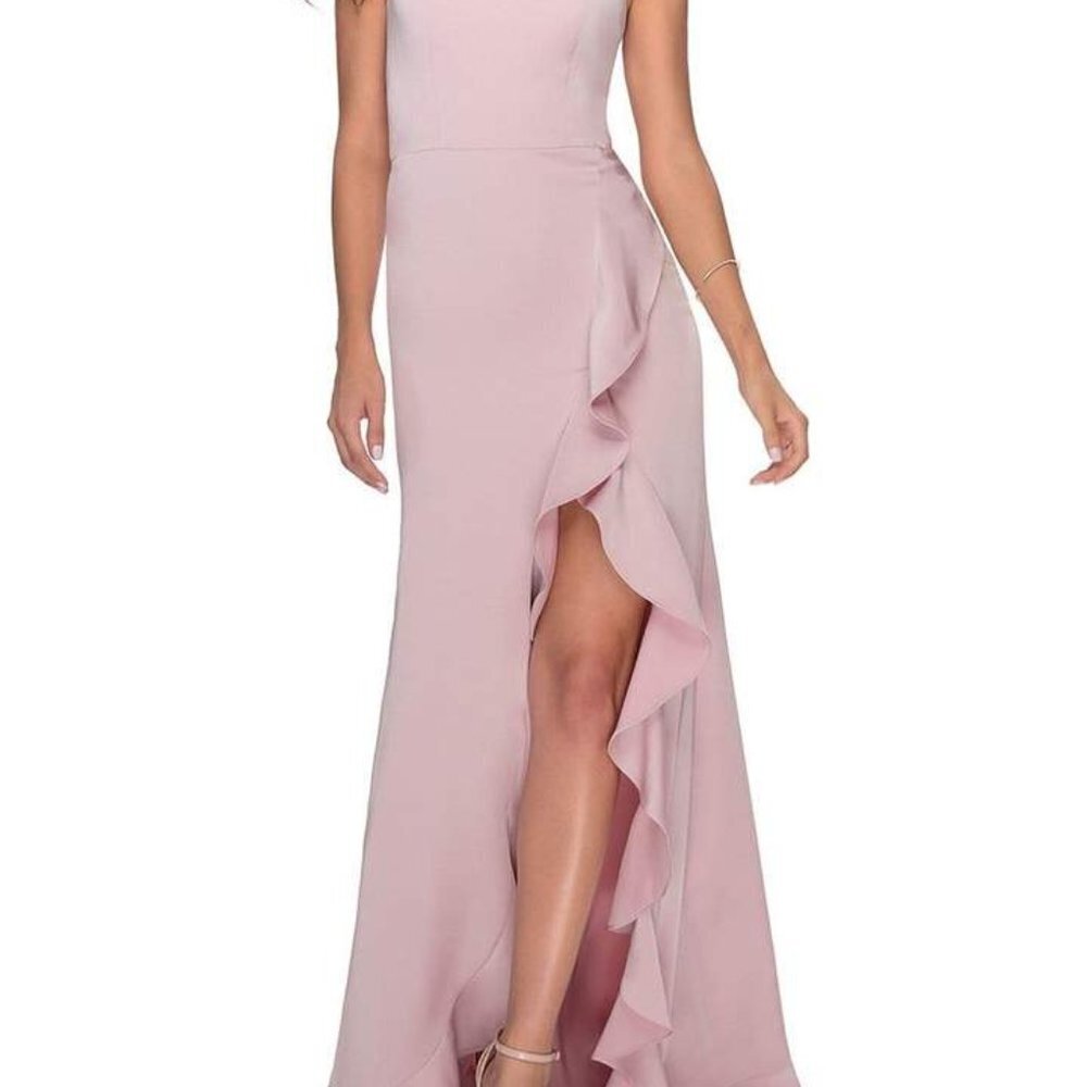 NWT La Femme 28294SC Jersey Prom Dress Mauve Size 0 and 2 - Picture 2 of 8